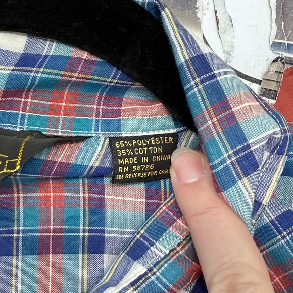 GR Gentleman's Row Plaid Western Pearl Snap Button Short Sleeve Shirt XL - Picture 5 of 7